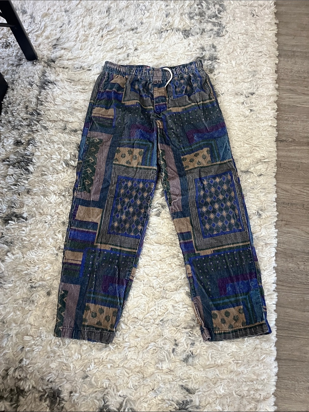 Urban Outfitters Wide-Leg Patchwork Print Pants - Blue Green Brown